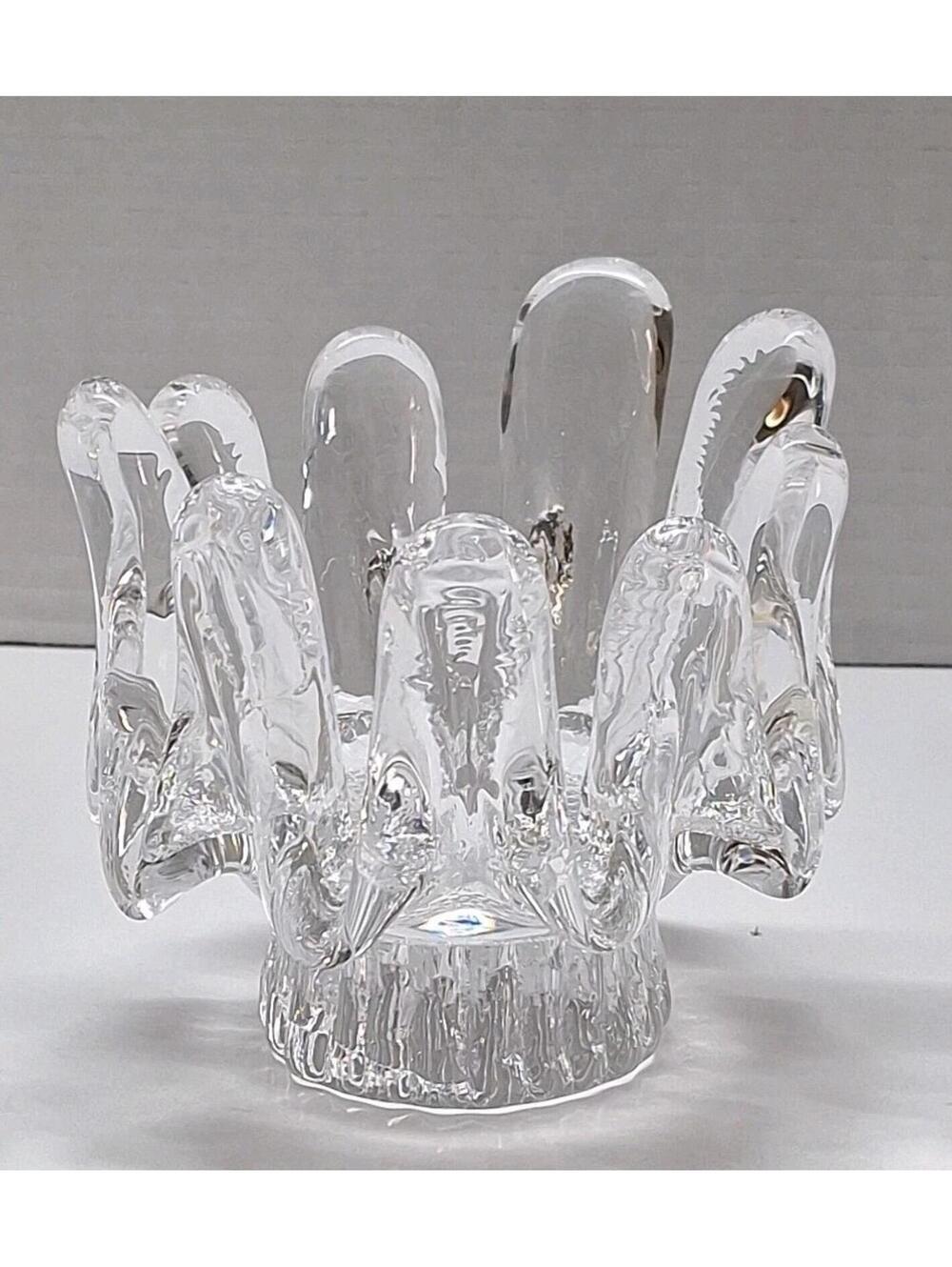 Vintage 70s Kosta Boda Goran Warff Sunflower Glass Votive/Tealight Candle Holder